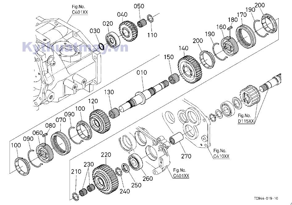 Trục bánh răng số chính 1 2 3 4